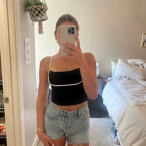 Black Spaghetti Strap Crop Top